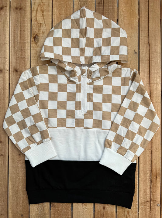 Checkered Color Block Hoodie