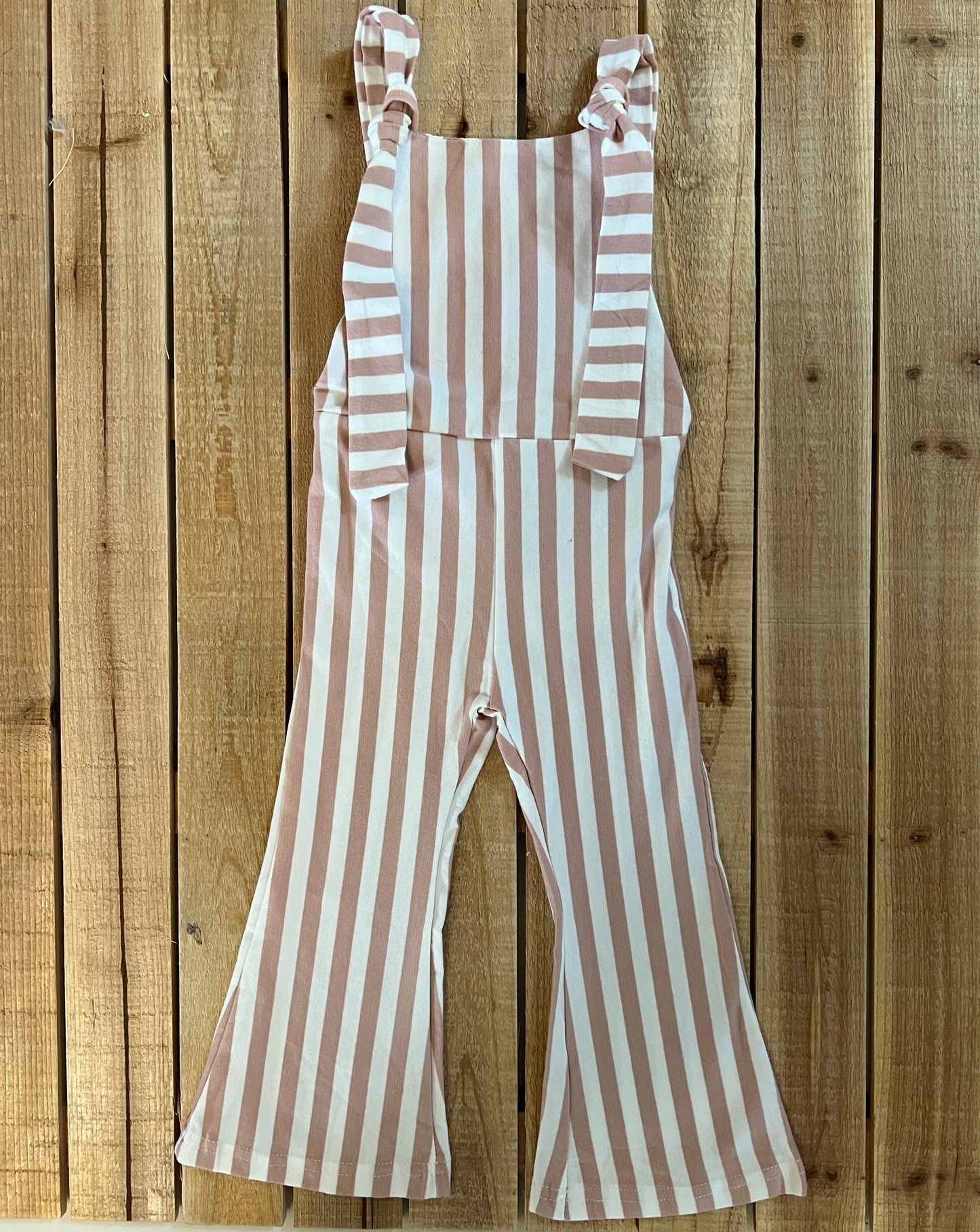 Striped Flared Overalls