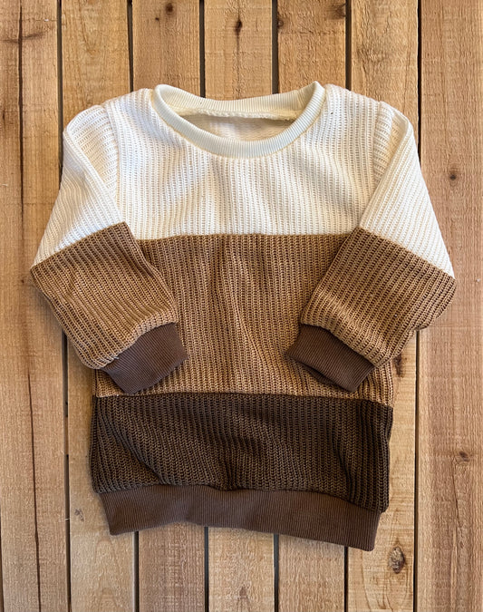 Neutral Color Block Knit Sweater