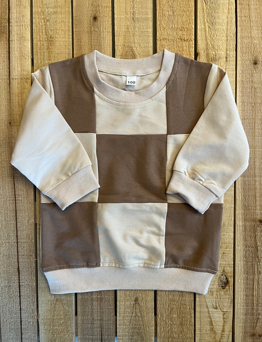 Neutral Checkered Pullover