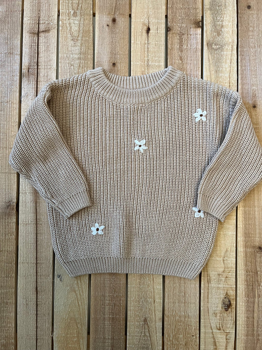 Knit Oversized Flower Stitch Sweater