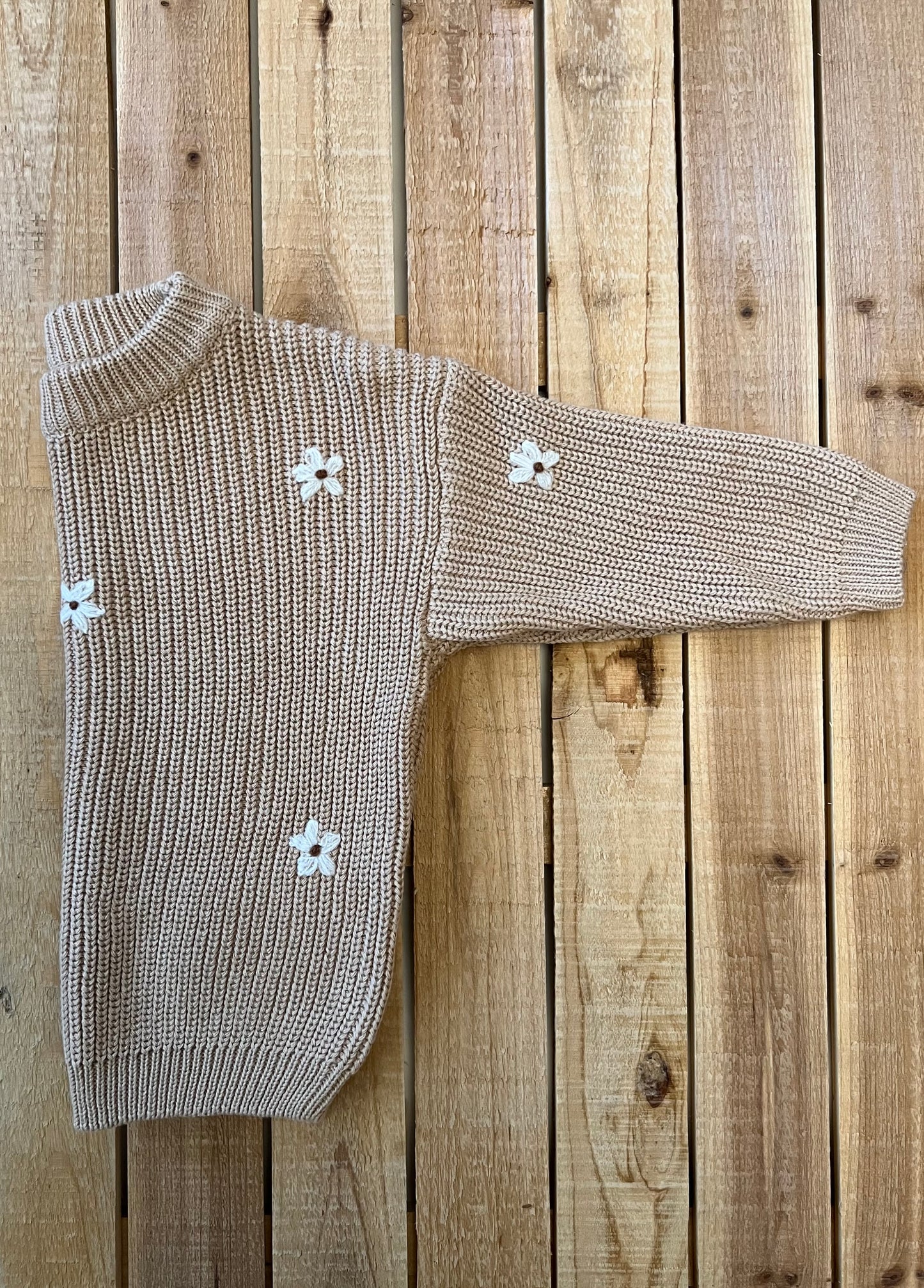 Knit Oversized Flower Stitch Sweater