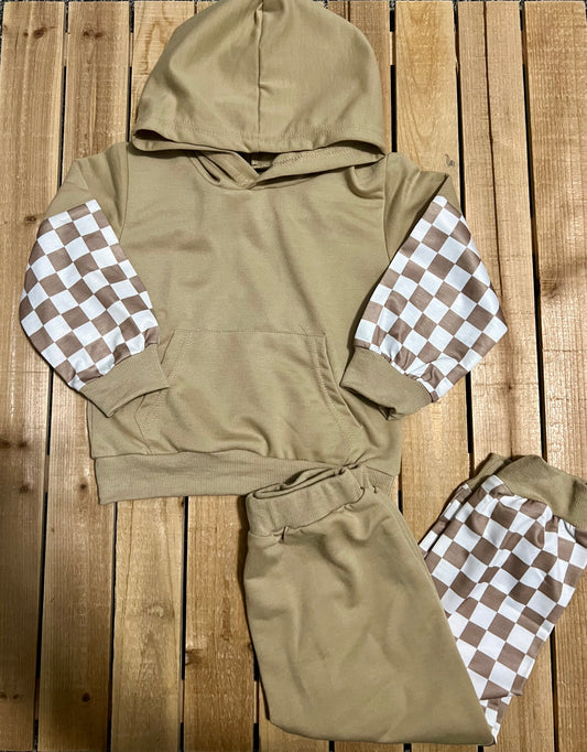 Neutral Color Block Checkered Set