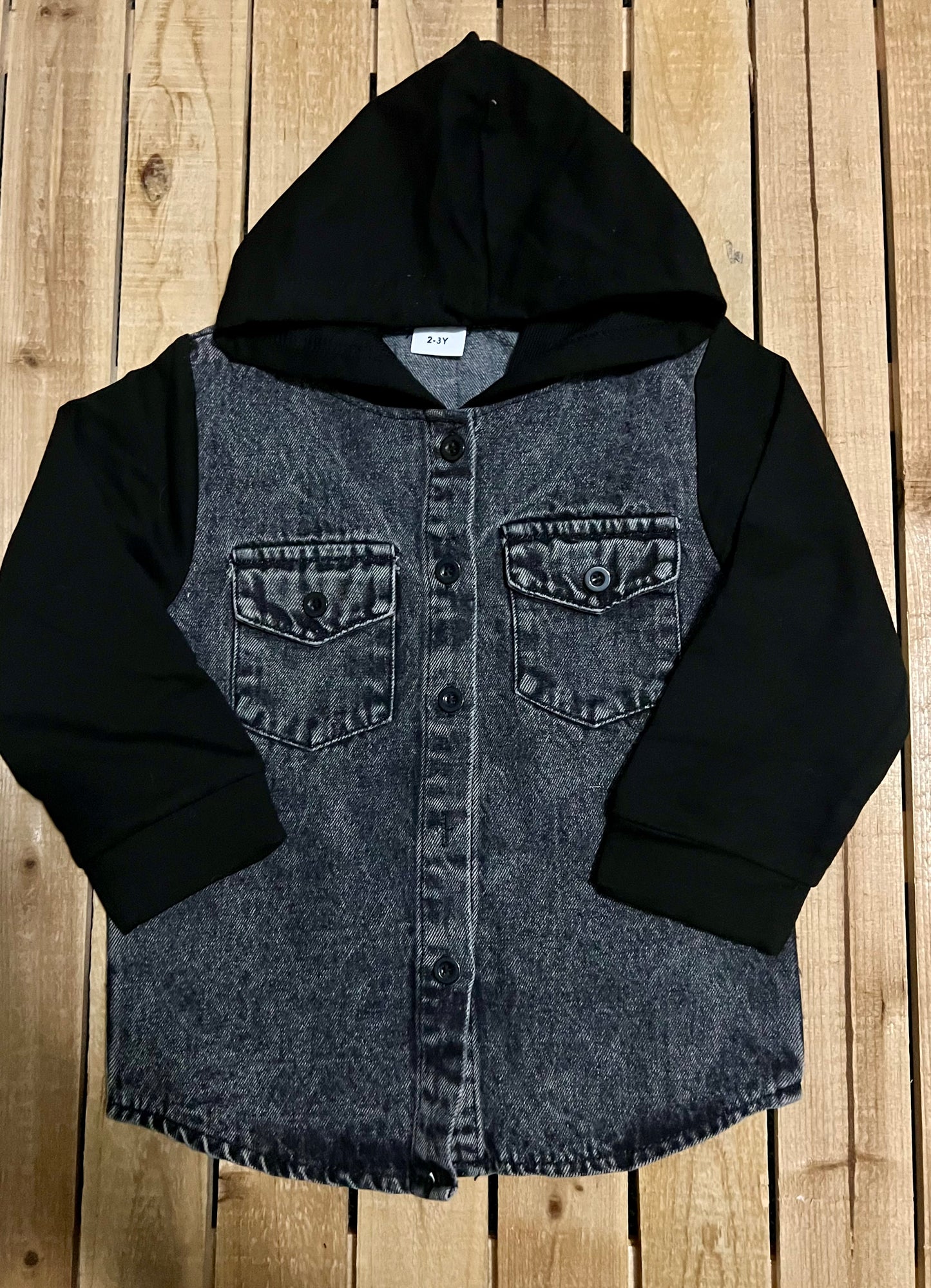 Black Hooded Denim Jacket