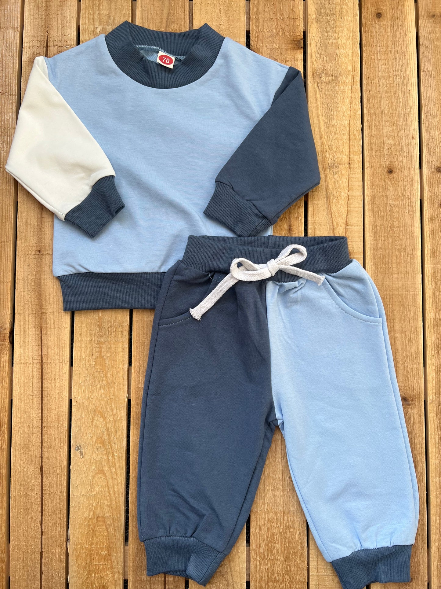 Blue Color Block Lounge Set