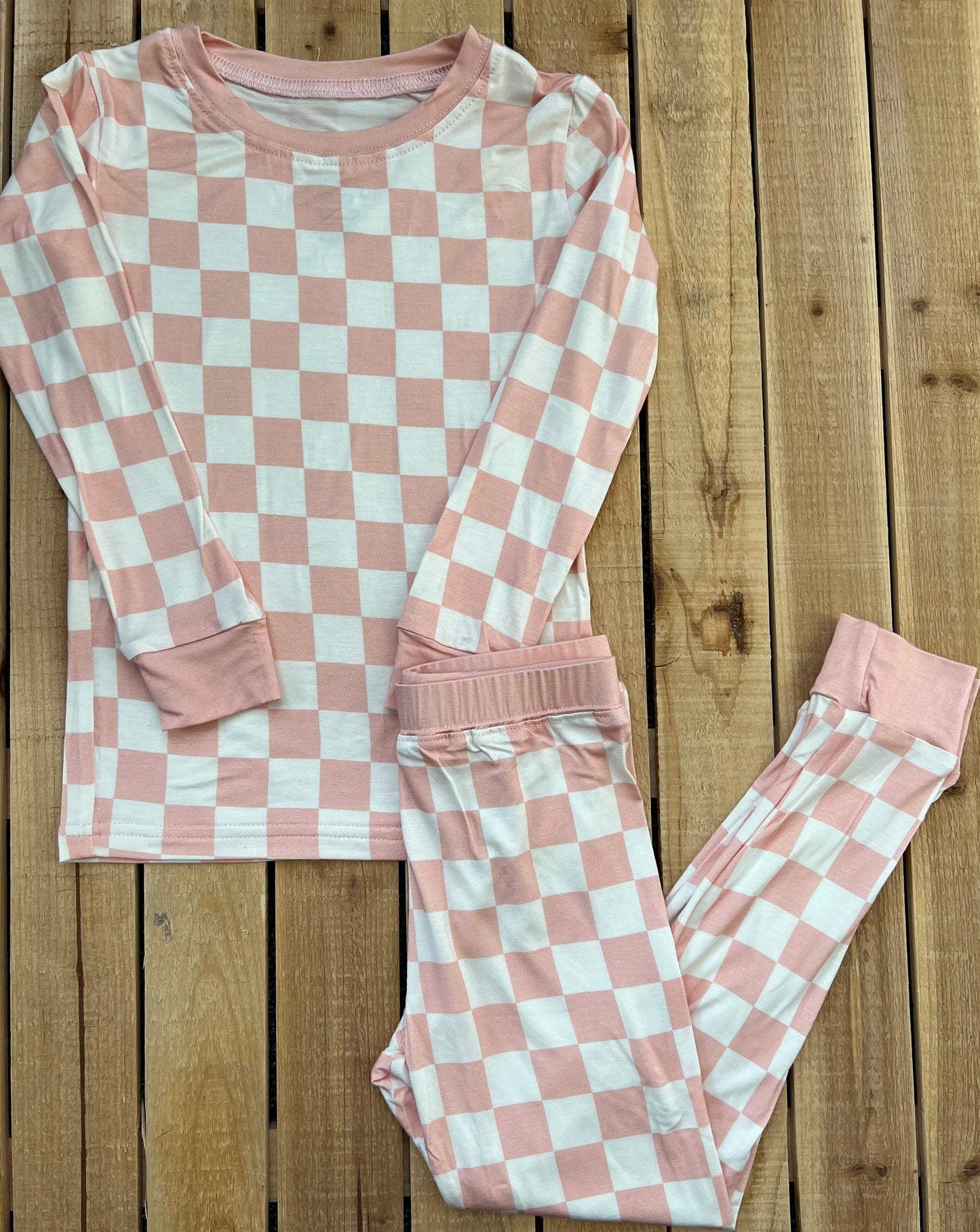 Blush Checkered Bamboo Two Piece Set