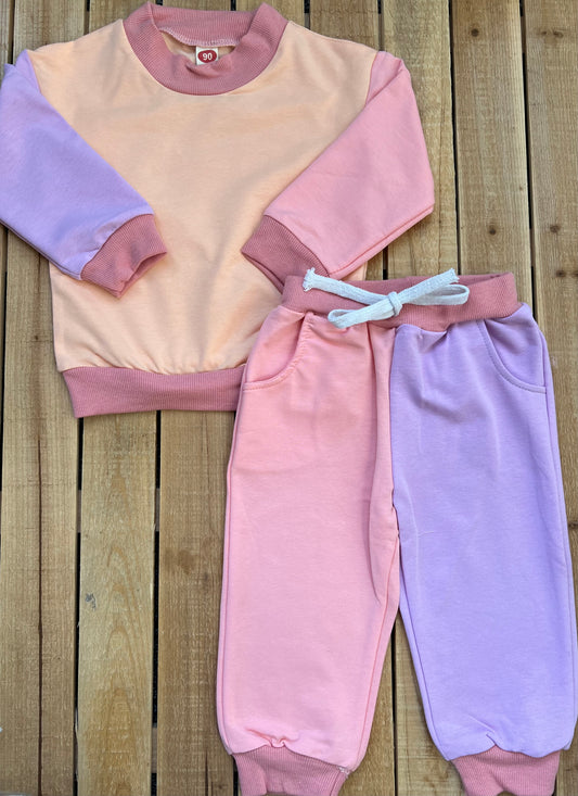 Pink and Purple Color Block Lounge Set