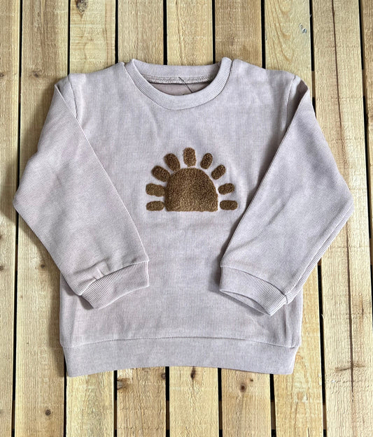 Neutral Ribbed Sun Patch Pullover