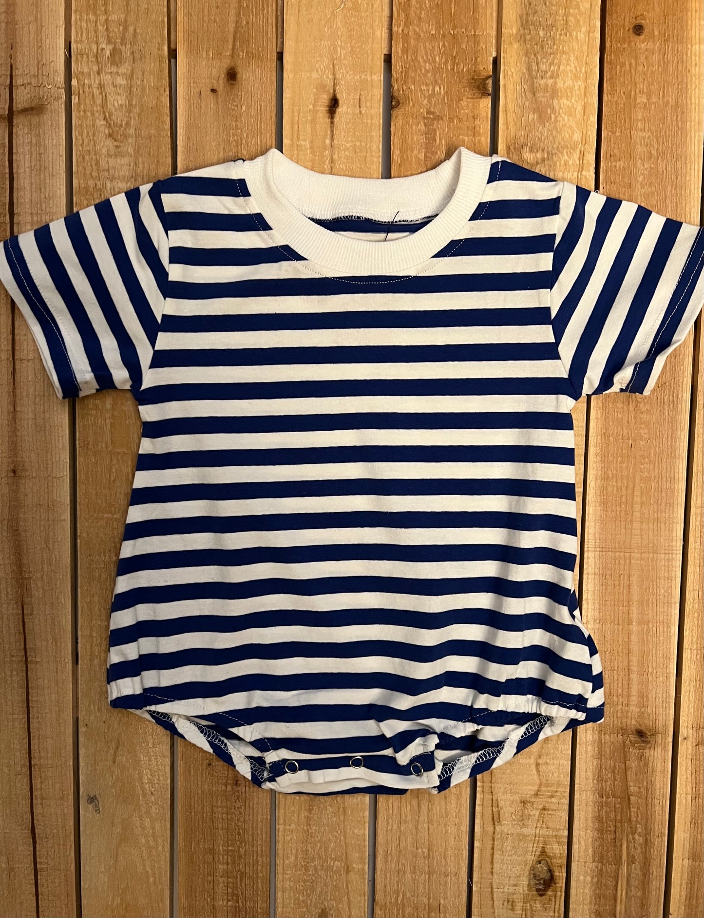 Blue and White Striped Romper Tee