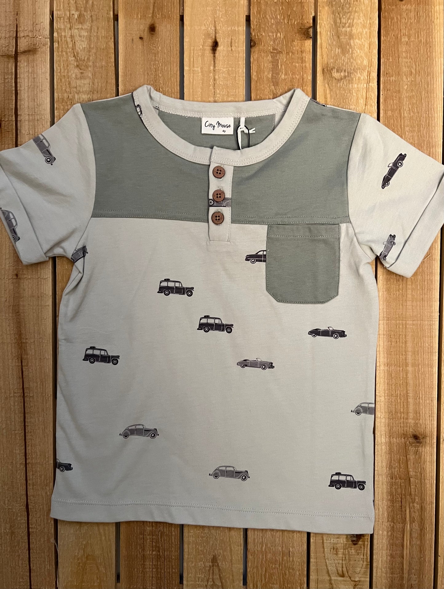 City Mouse Car Print Henley