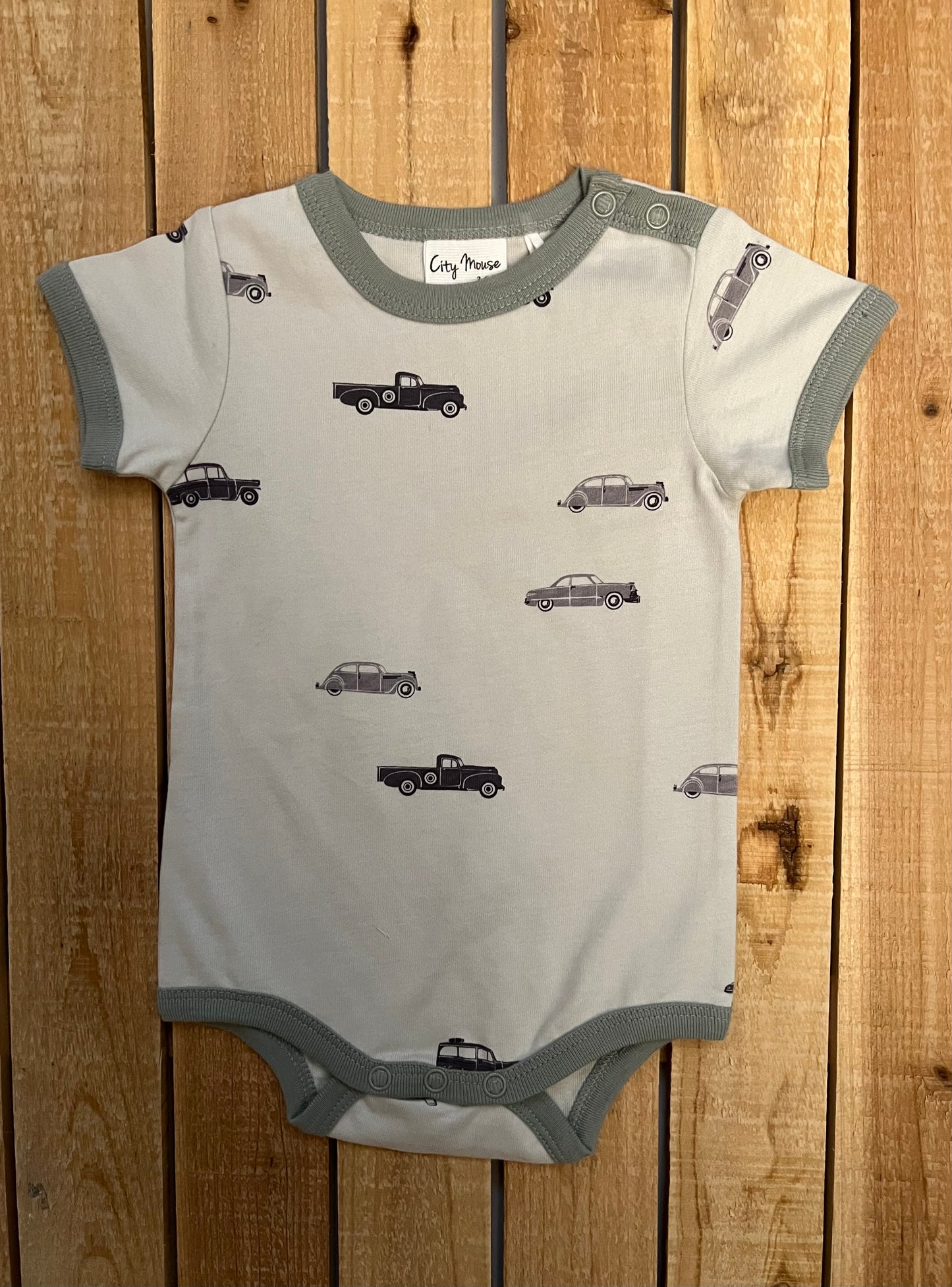 City Mouse Car Print Onesie