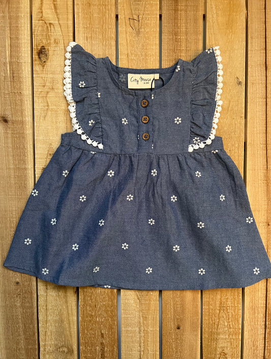 City Mouse Chambray Daisies Dress