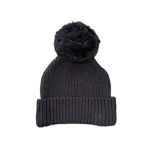 Knit Pom Hat in Charcoal