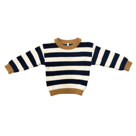 Knit Sweater in Charcoal Bronze Stripe
