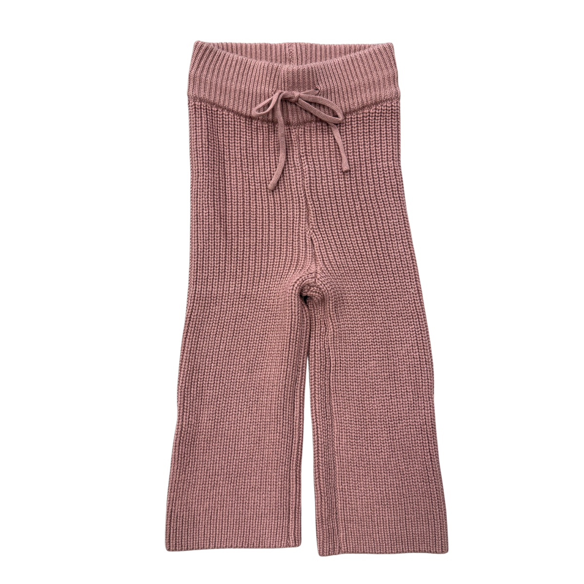 Girls Knit Wide Leg Crop Pants in Rose