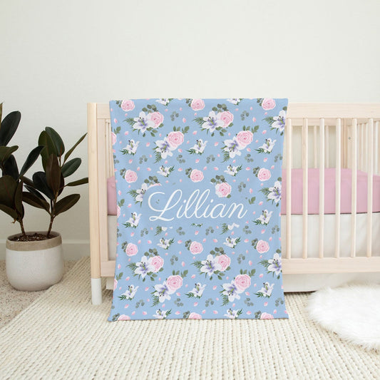 Lillian Floral Personalized Minky Blanket
