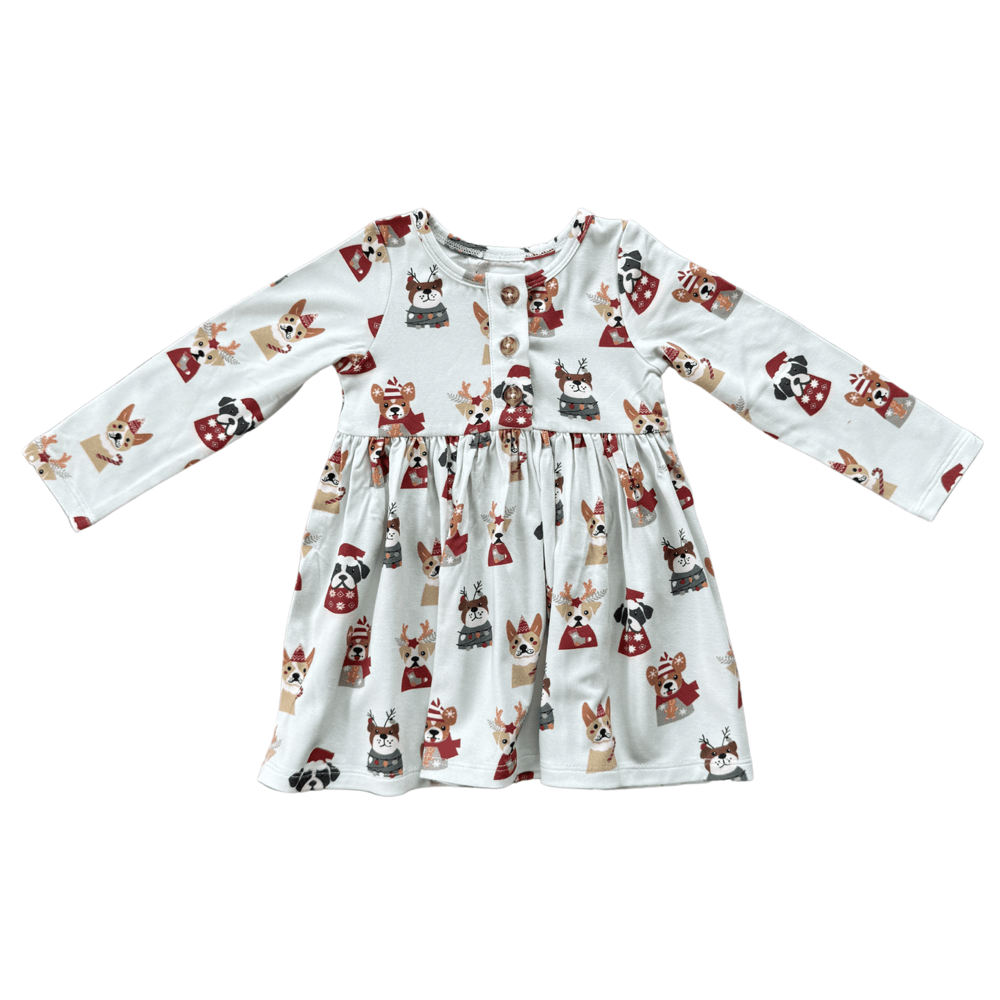 Girl's Long Sleeve Henley Dress