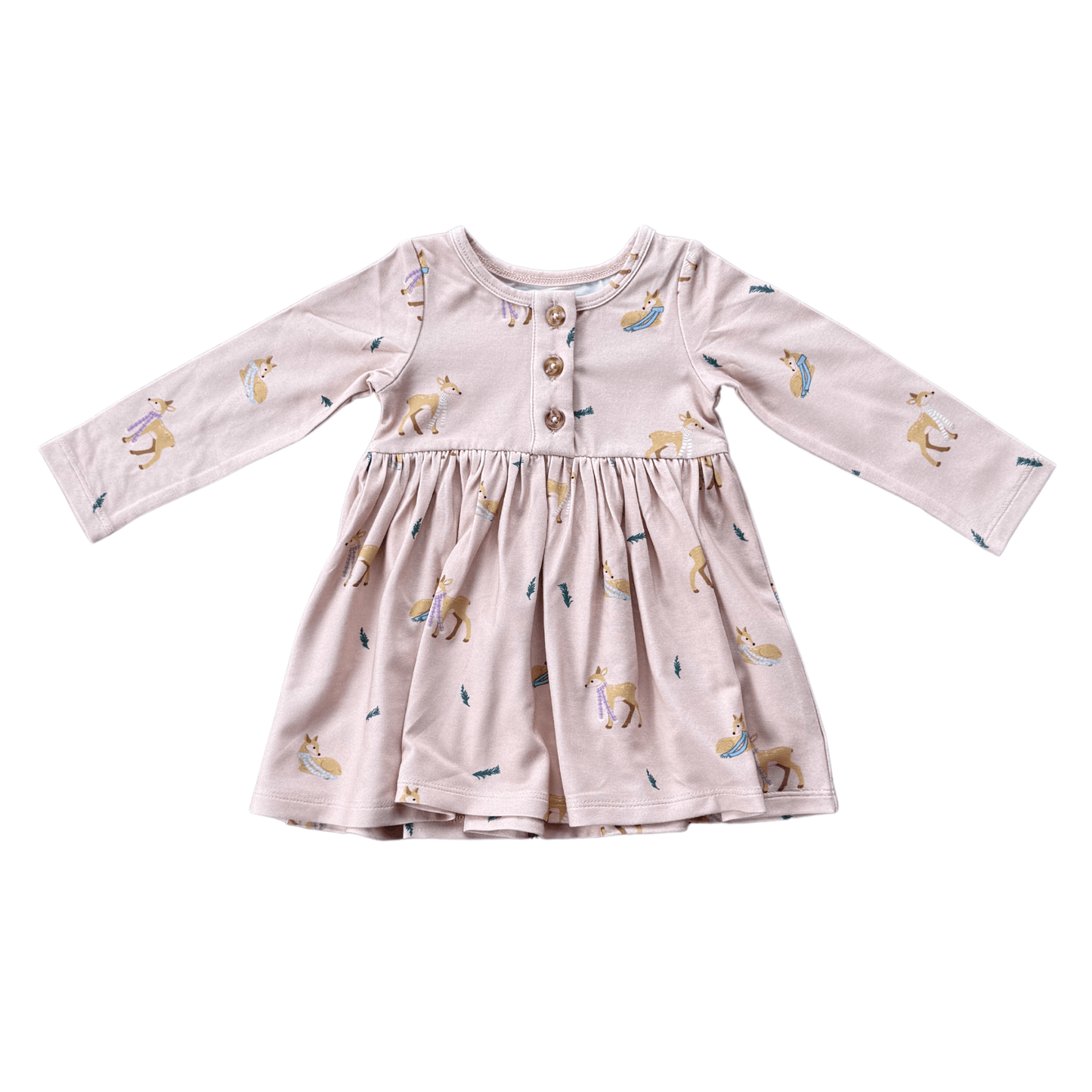 Girl's Long Sleeve Henley Dress