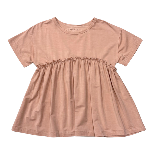 Girls Loose Short Sleeve Top in Rose Cloud