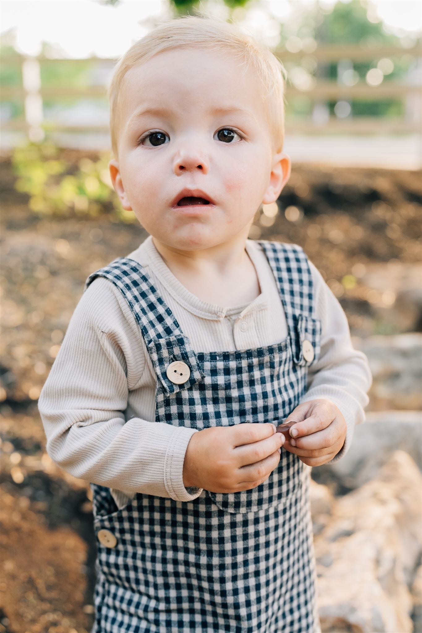 Mebie Baby Gingham Linen Overalls