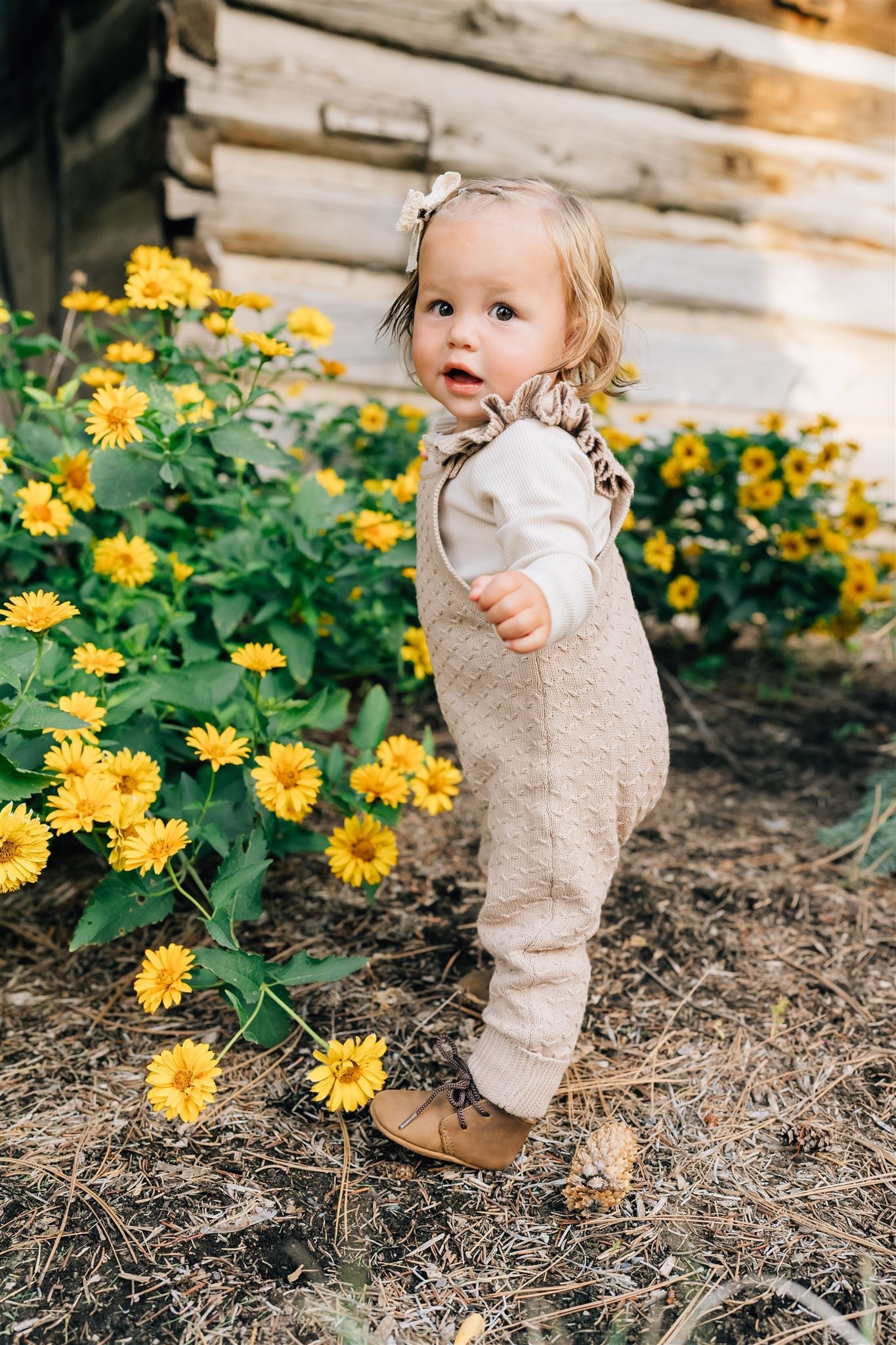 Mebie Baby Ruffle Knit Overalls