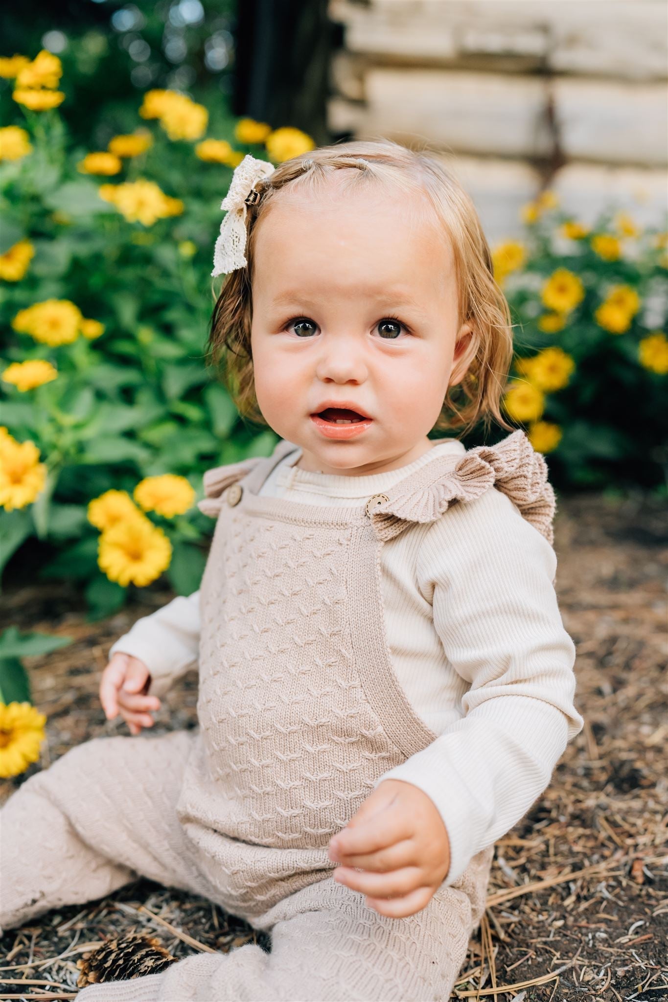 Mebie Baby Ruffle Knit Overalls