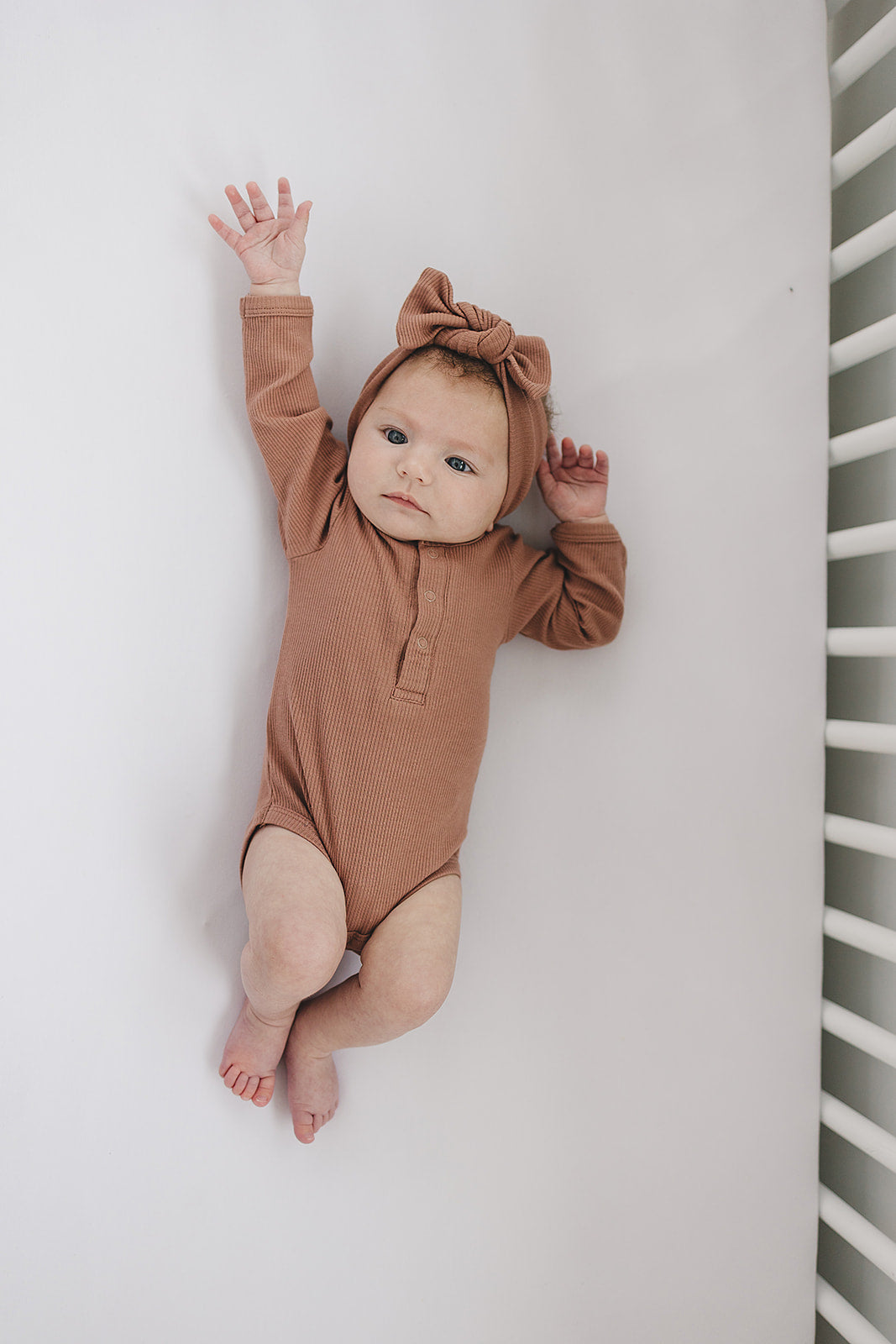 Mebie Baby Dusty Rose Organic Snap Long Sleeve Ribbed Bodysuit