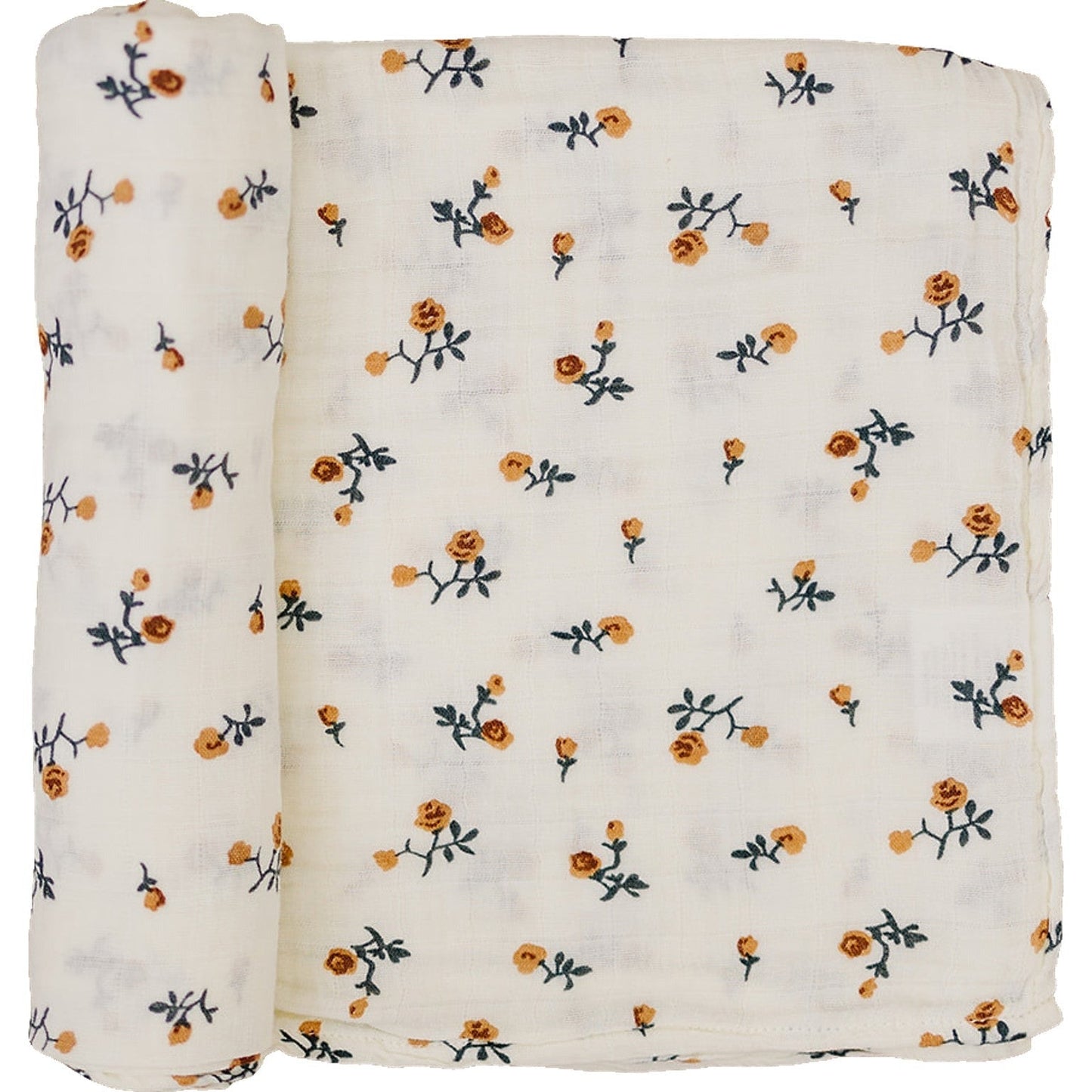 Mebie Baby Cream Floral Muslin Swaddle Blanket