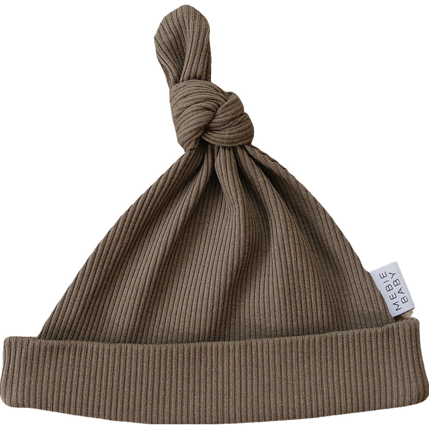 Mebie Baby Cocoa Organic Ribbed Newborn Knot Hat