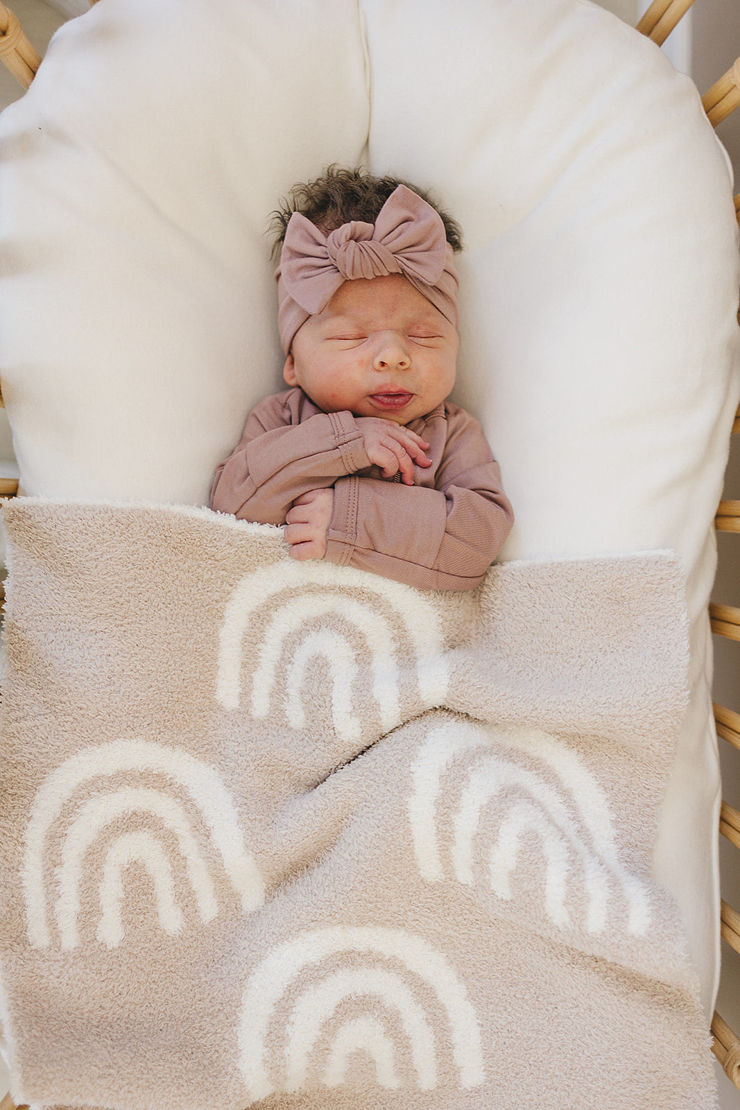 Mebie Baby Taupe Rainbow Plush Blanket