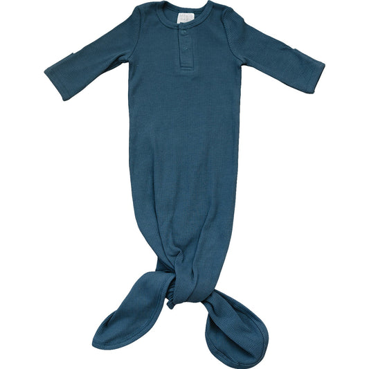 Mebie Baby Navy Organic Cotton Ribbed Knot Gown