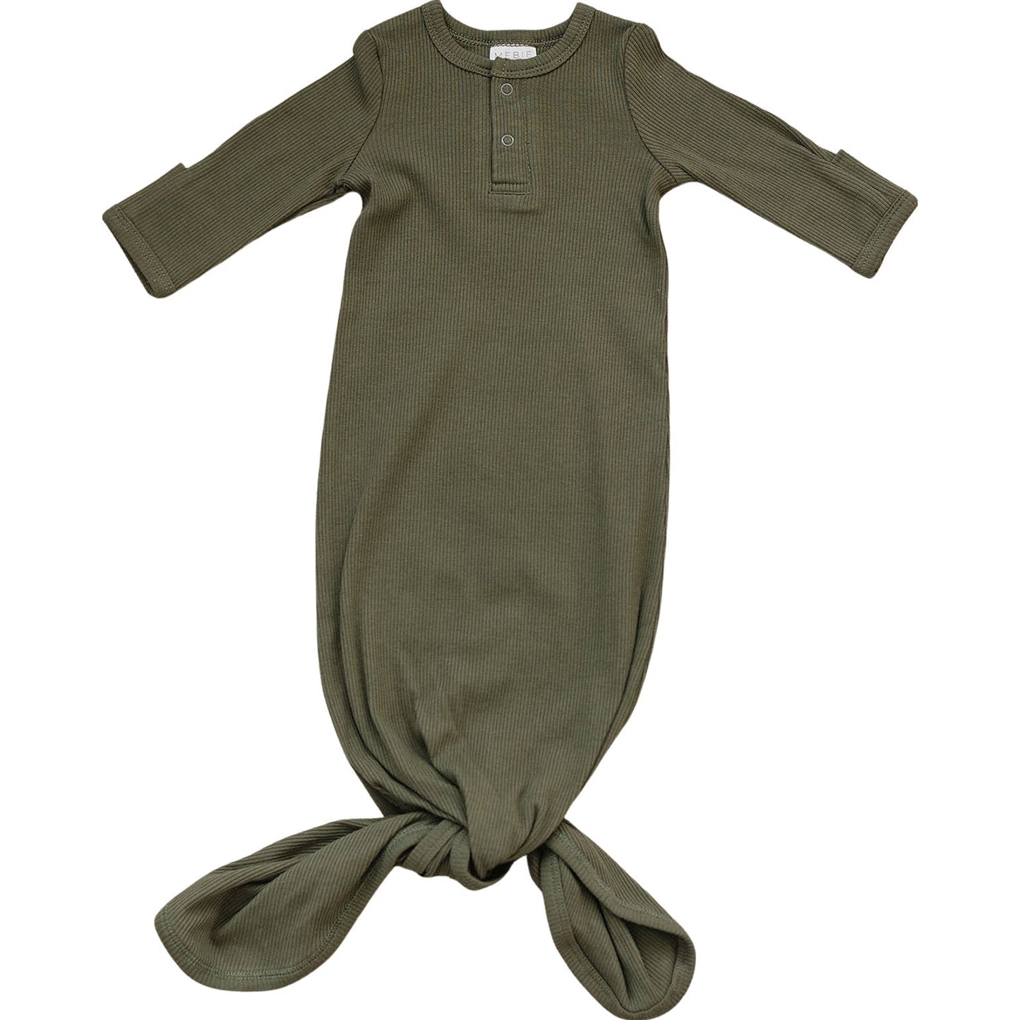 Mebie Baby Winter Green Organic Cotton Ribbed Knot Gown