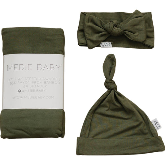 Mebie Baby Olive Bamboo Hat OR Head Wrap Set