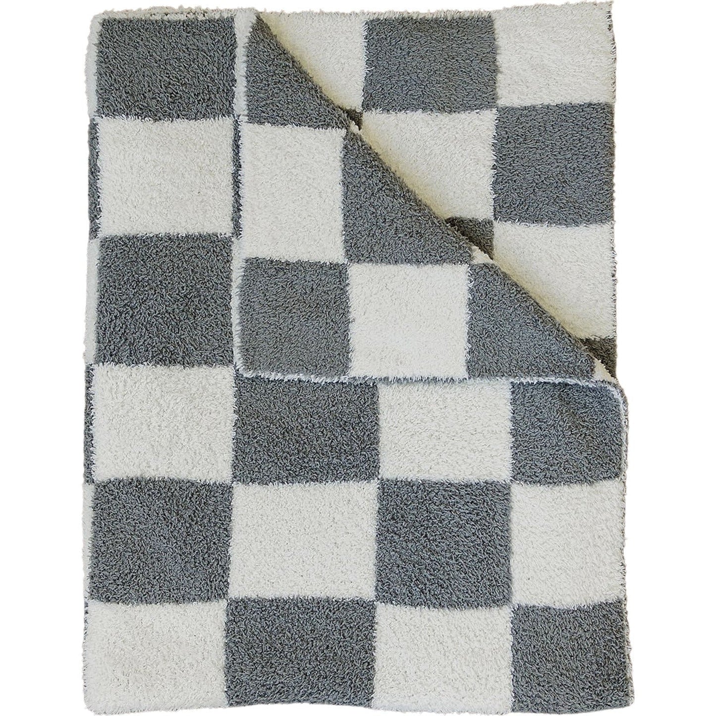 Mebie Baby Charcoal Checkered Plush Blanket