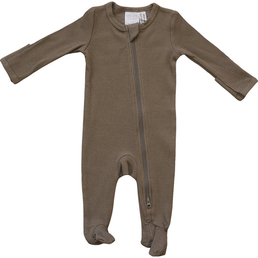 Mebie Baby Cocoa Organic Cotton Ribbed Zipper