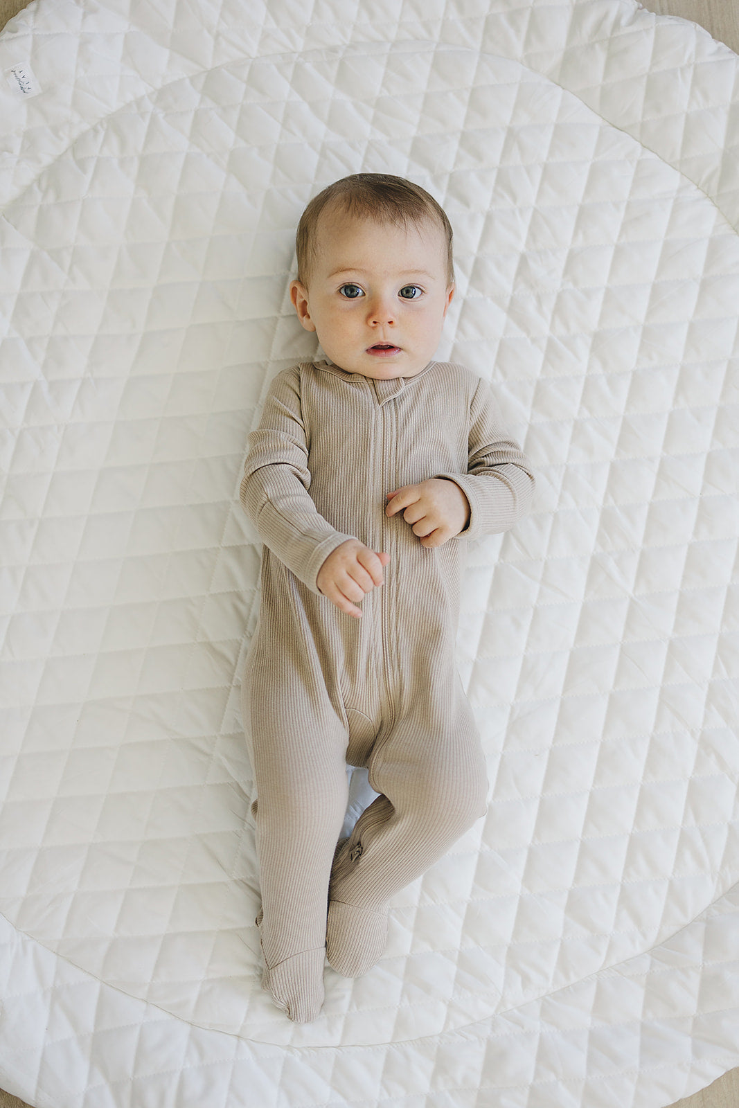 Mebie Baby Oatmeal Organic Cotton Ribbed Zipper