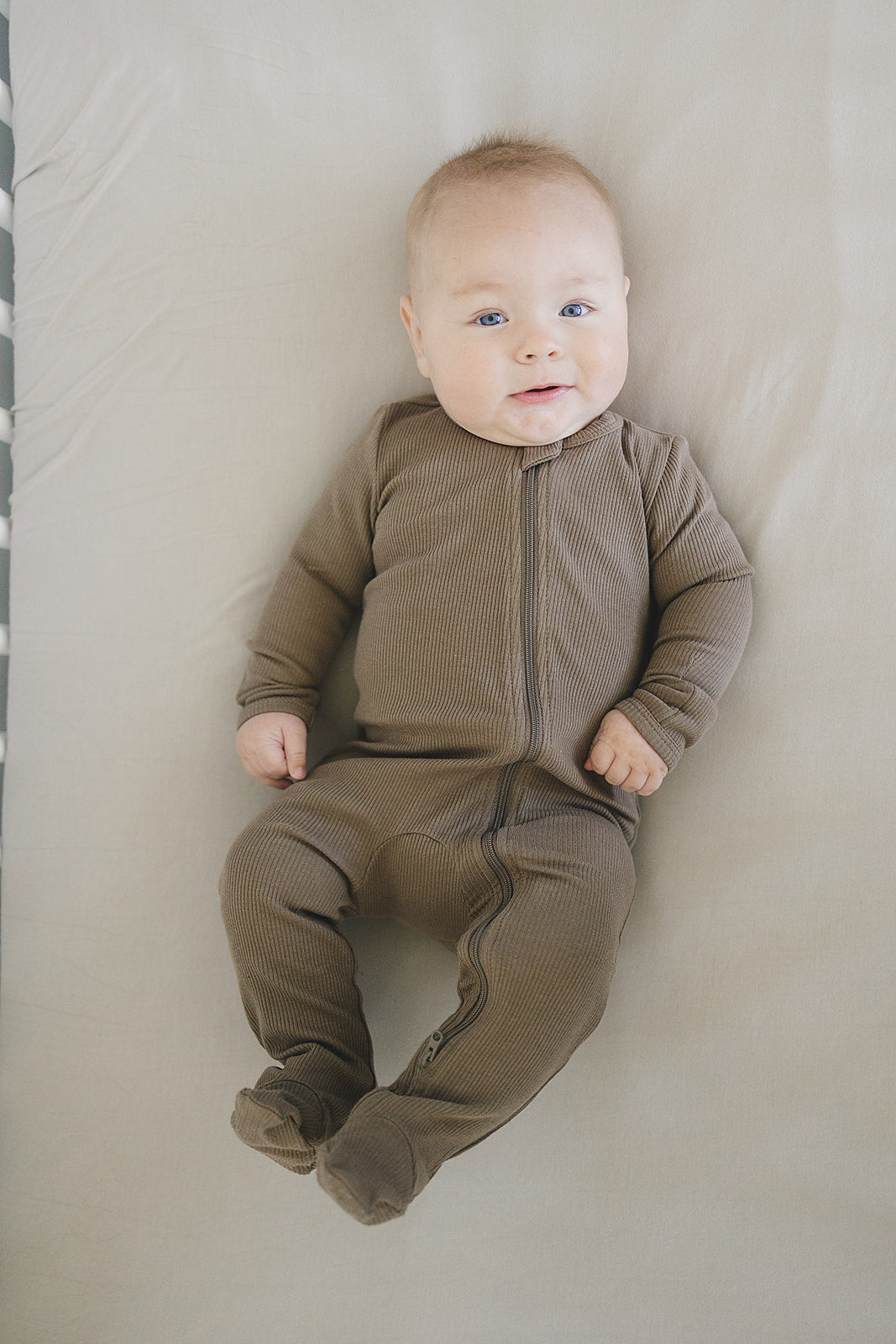 Mebie Baby Cocoa Organic Cotton Ribbed Zipper