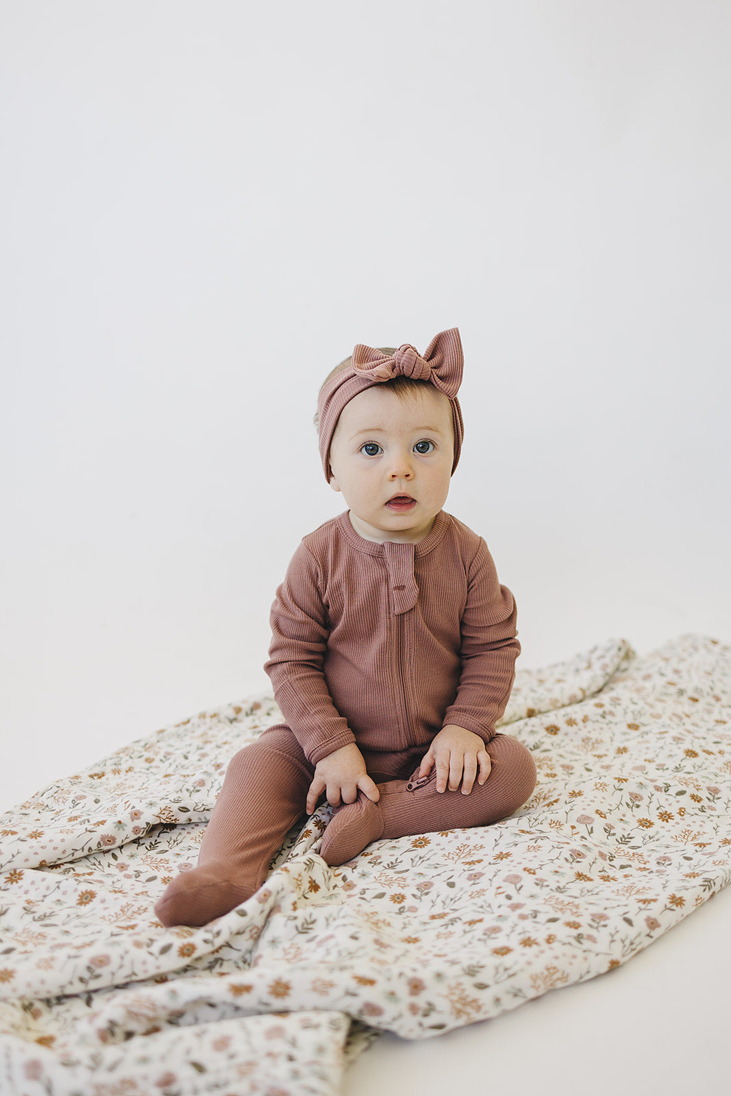 Mebie Baby Dusty Rose Organic Cotton Ribbed Zipper