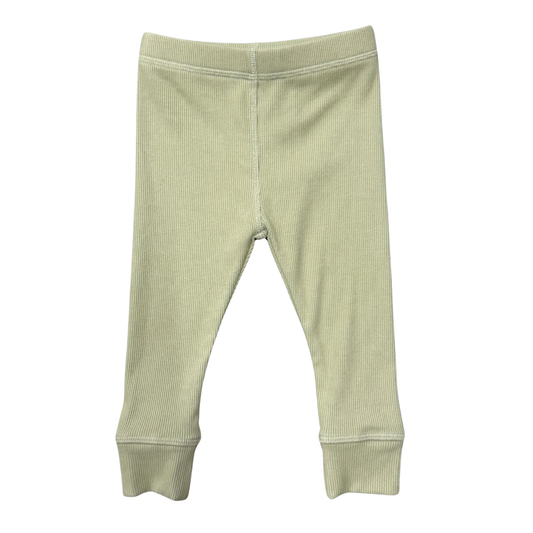 Girls Ribbed Leggings in Sage