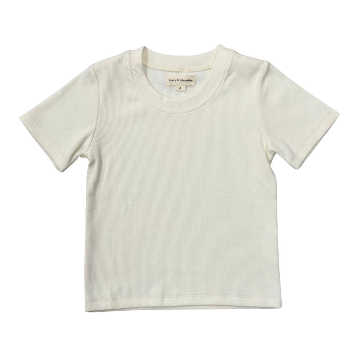 Girls Ribbed Short Sleeve Tee in Cream