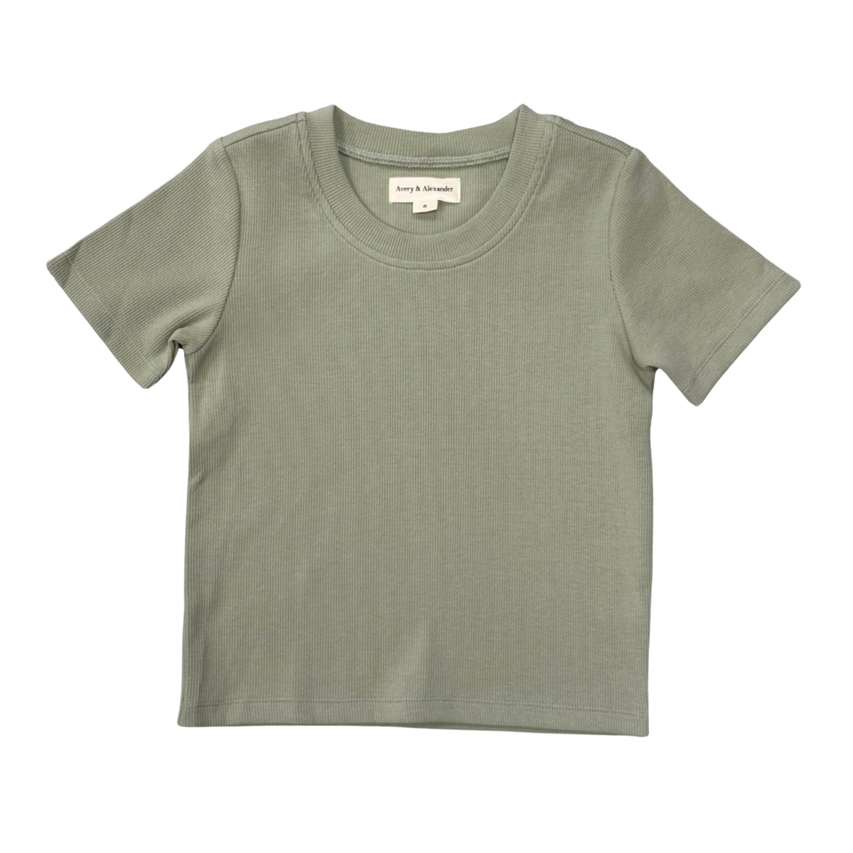 Girls Ribbed Short Sleeve Tee in Evergreen