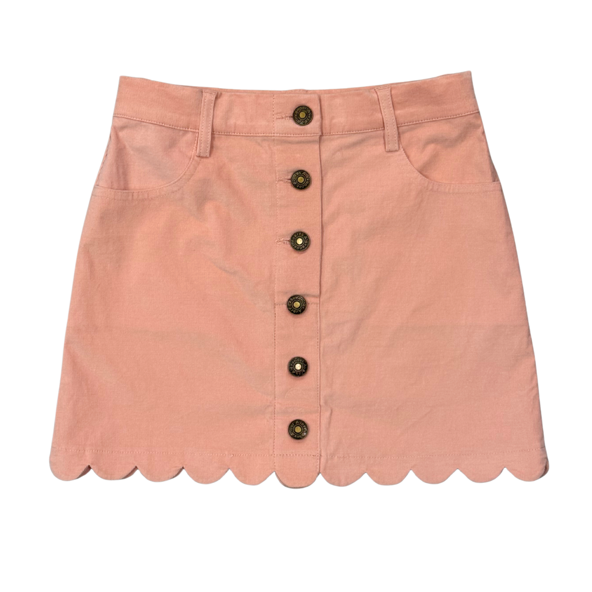 Girls Scallop Hem Corduroy Skirt in Rose Cloud