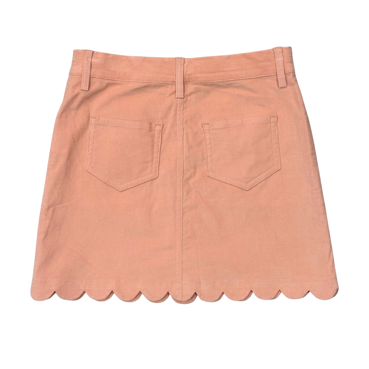 Girls Scallop Hem Corduroy Skirt in Rose Cloud
