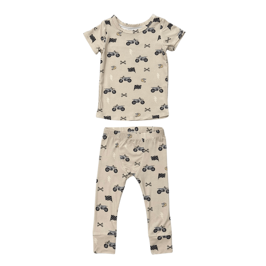 Boys Short Sleeve Lounge Set in Dirt Bikes