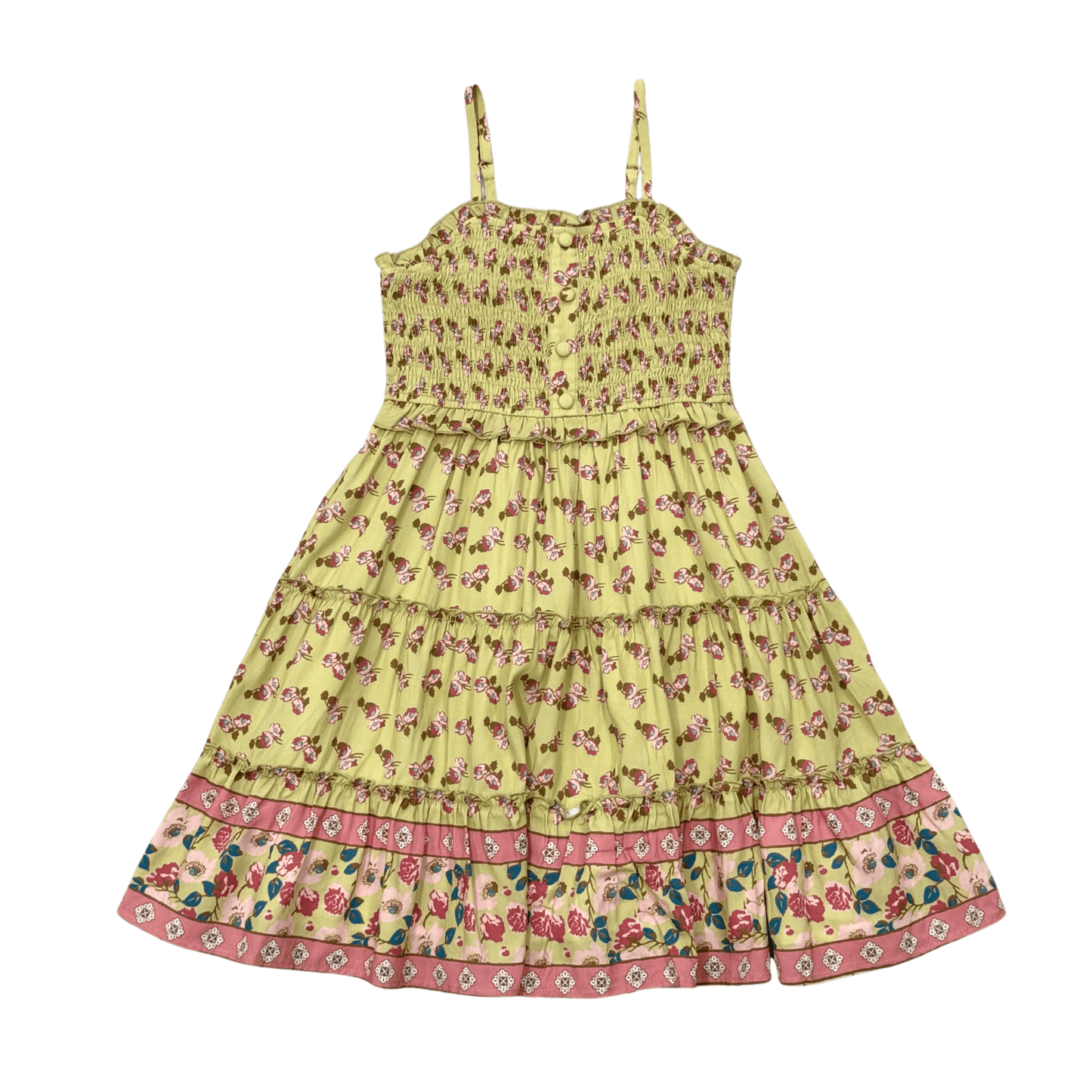 Smock Button Front Tiered Dress