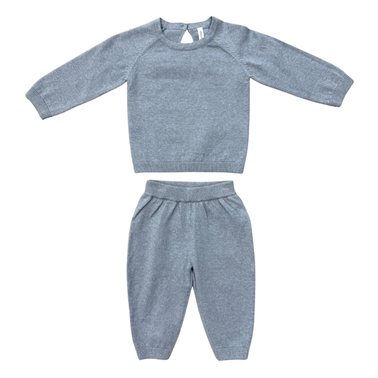 Baby Boy Soft Knit Baby Set in Teal Marble