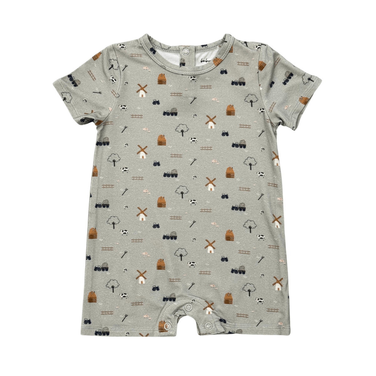 Baby Boy Short Sleeve Tee Romper in Broccoli Carrots