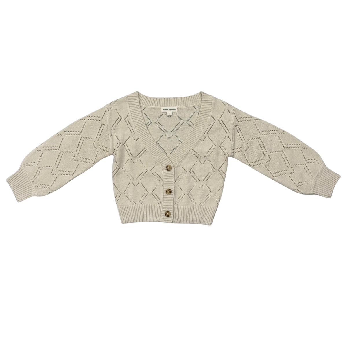 Girls Textured Sweater Cardigan in Textured Cream