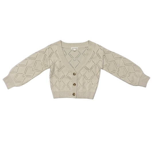 Girls Textured Sweater Cardigan in Textured Cream