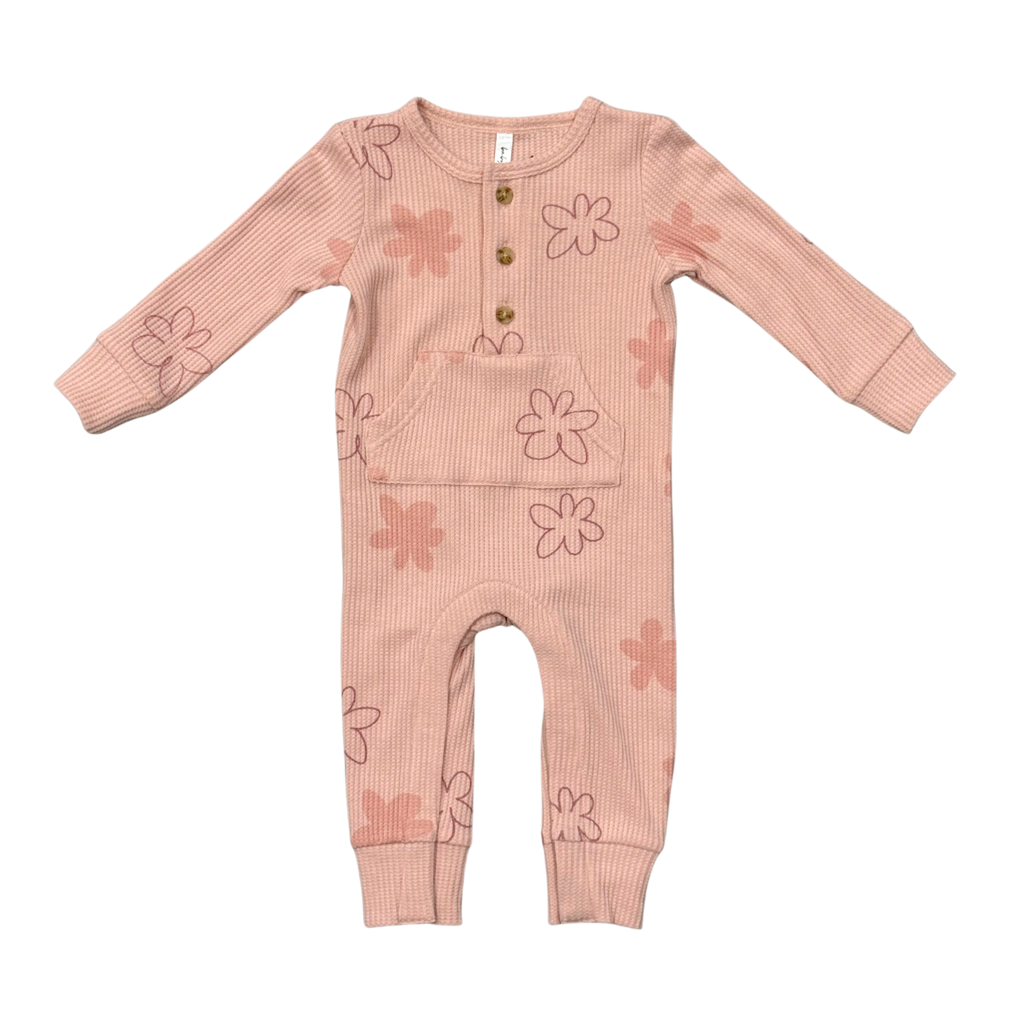 Girls Waffle Romper in Daisy Doodle